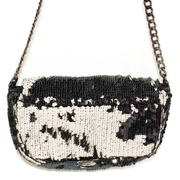 H&M Sequined Black & White Shoulder Bag - Picture 4 of 8